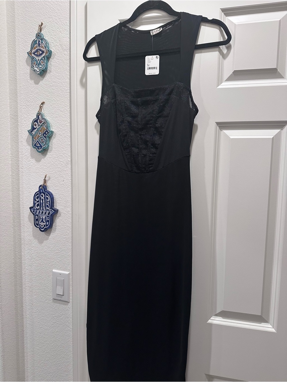 Free People Black Lace-Front Slip Dress